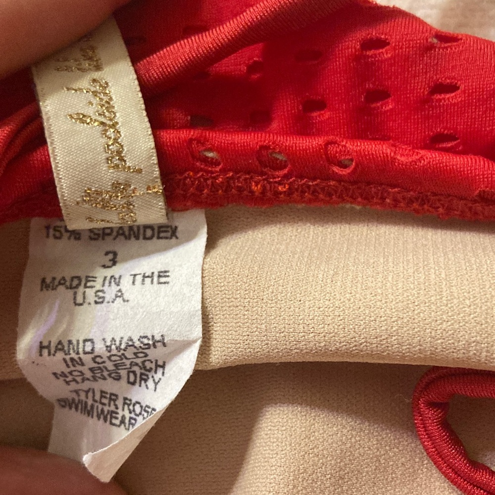Tyler Rose Perforated Red Ruffle Bikini Set - Picture 7 of 10